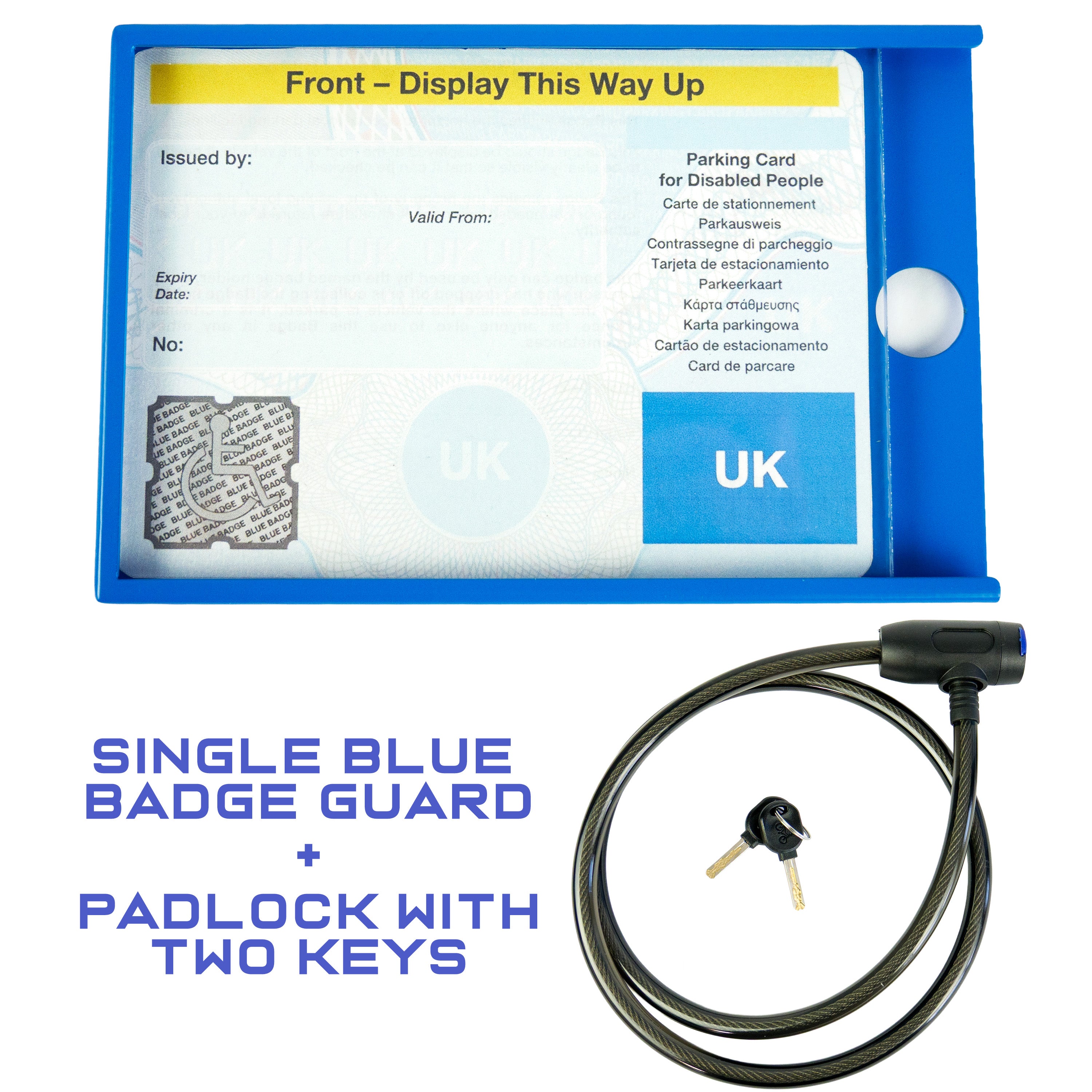 Blue Disability Badge Holder Guard With Lock