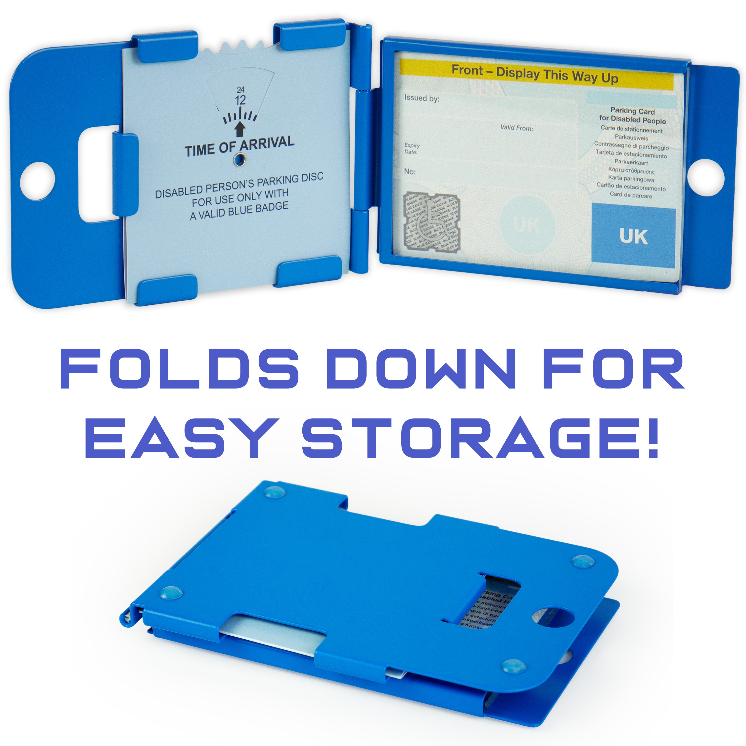 Folding Blue Badge Disabled Holder Guard With Parking Time Clock